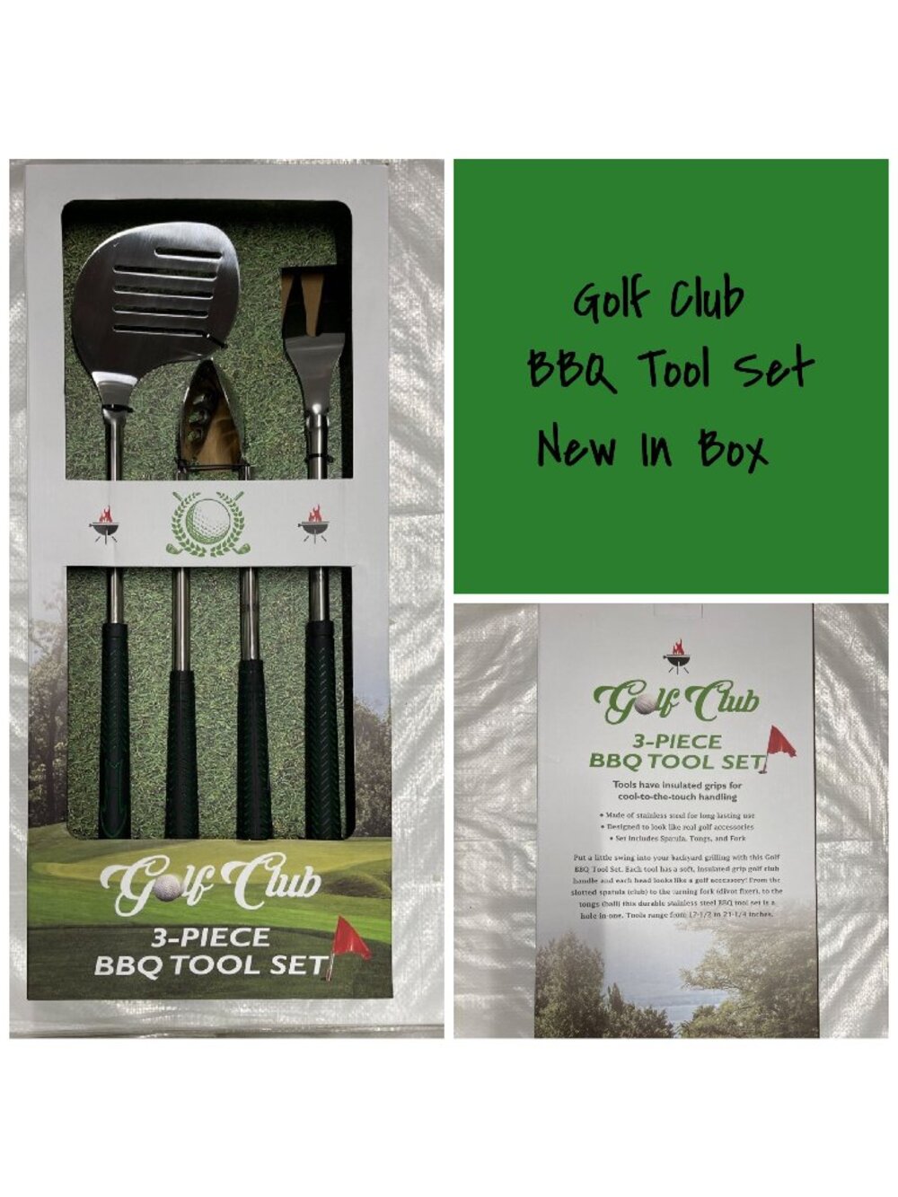 BBQ Tool Set with Insulated Grips 3-Piece Golf Club - New In Box